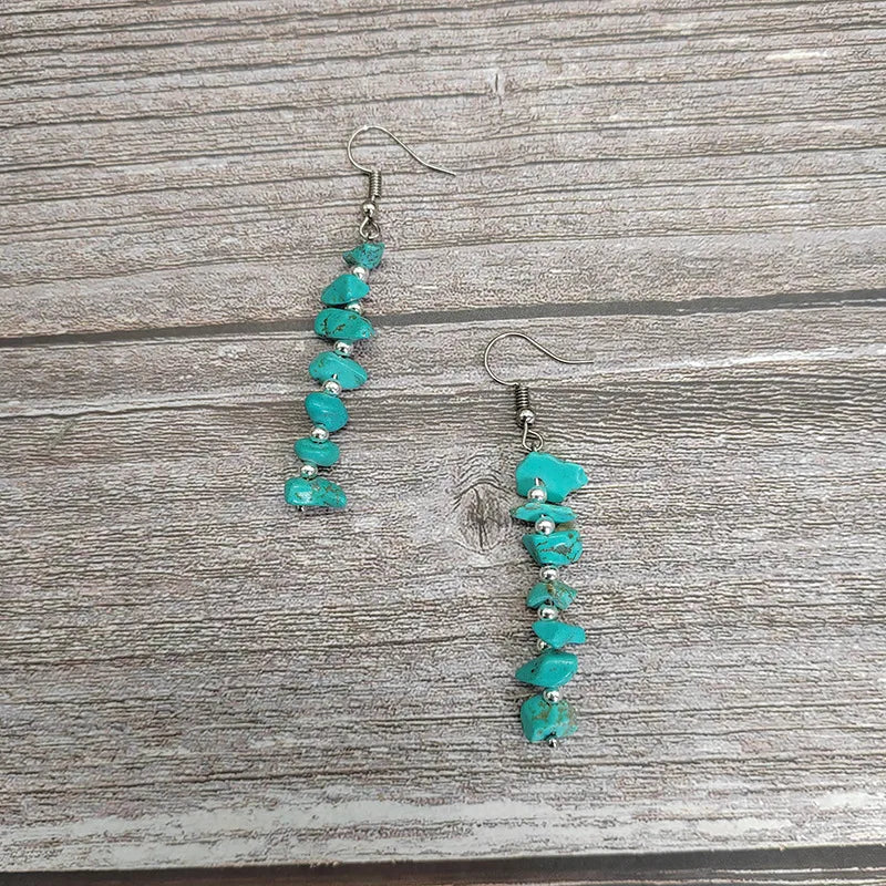 1 pair ethnic style geometric natural stone drop earrings