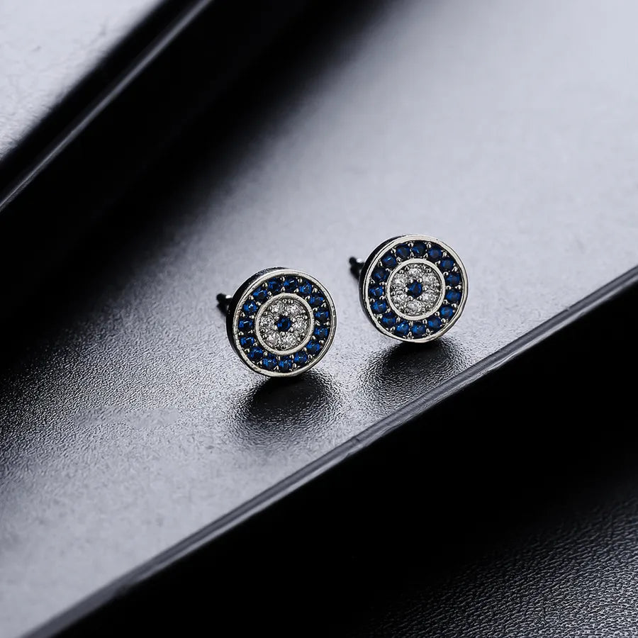 1 Pair IG Style Geometric Copper Zircon Ear Studs