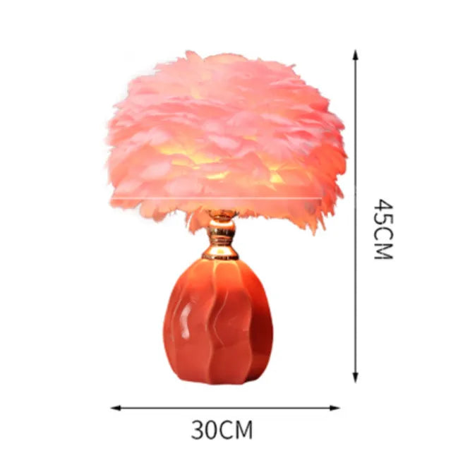 Nordic Feather Table Lamp  Girl Warm Romantic Bedside Lamp Internet Celebrity Homestay Live Room Atmosphere Decorative Table Lamp