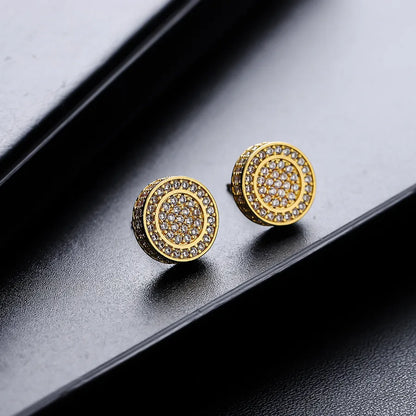 1 Pair IG Style Geometric Copper Zircon Ear Studs