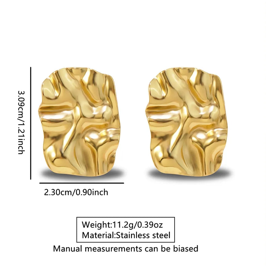 1 Pair Beach Simple Style Quadrilateral Scallop Scallop Pleated Frill 304 Stainless Steel Imitation Gold  Ear Studs