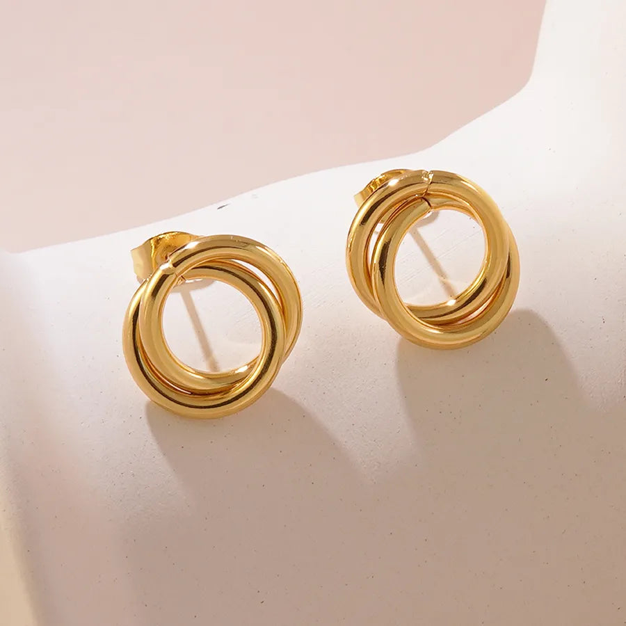1 Pair IG Style Exaggerated Simple Style Irregular Geometric Round Irregular Hollow Out 304 Stainless Steel Imitation Gold  Ear Studs
