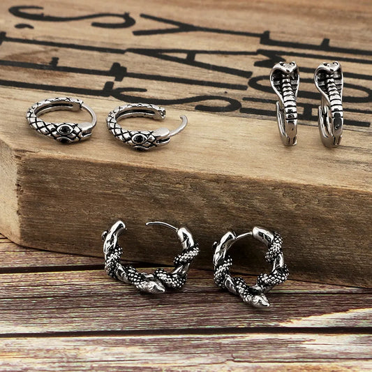 1 pair basic animal titanium steel hoop earrings