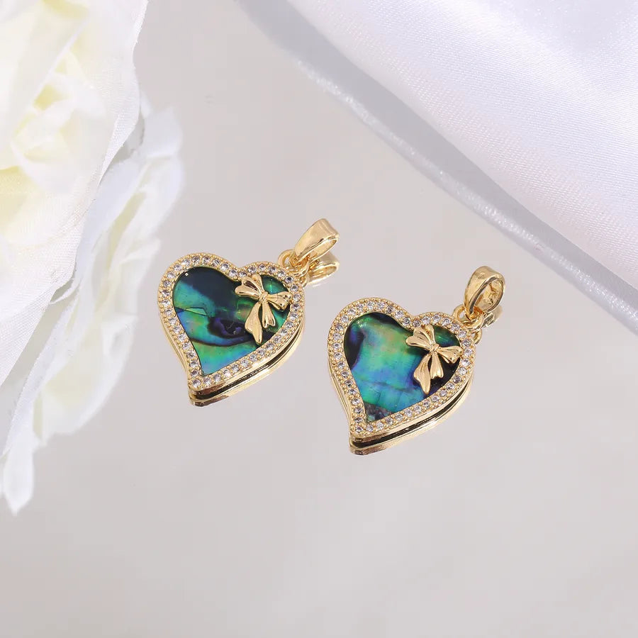 1 Piece 14 * 15mm Copper Heart Shape Rose Flower Pendant Jewelry Accessories