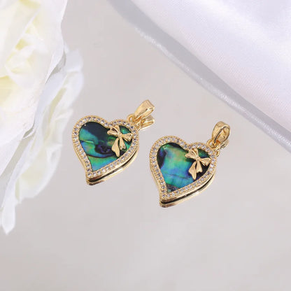 1 Piece 14 * 15mm Copper Heart Shape Rose Flower Pendant Jewelry Accessories