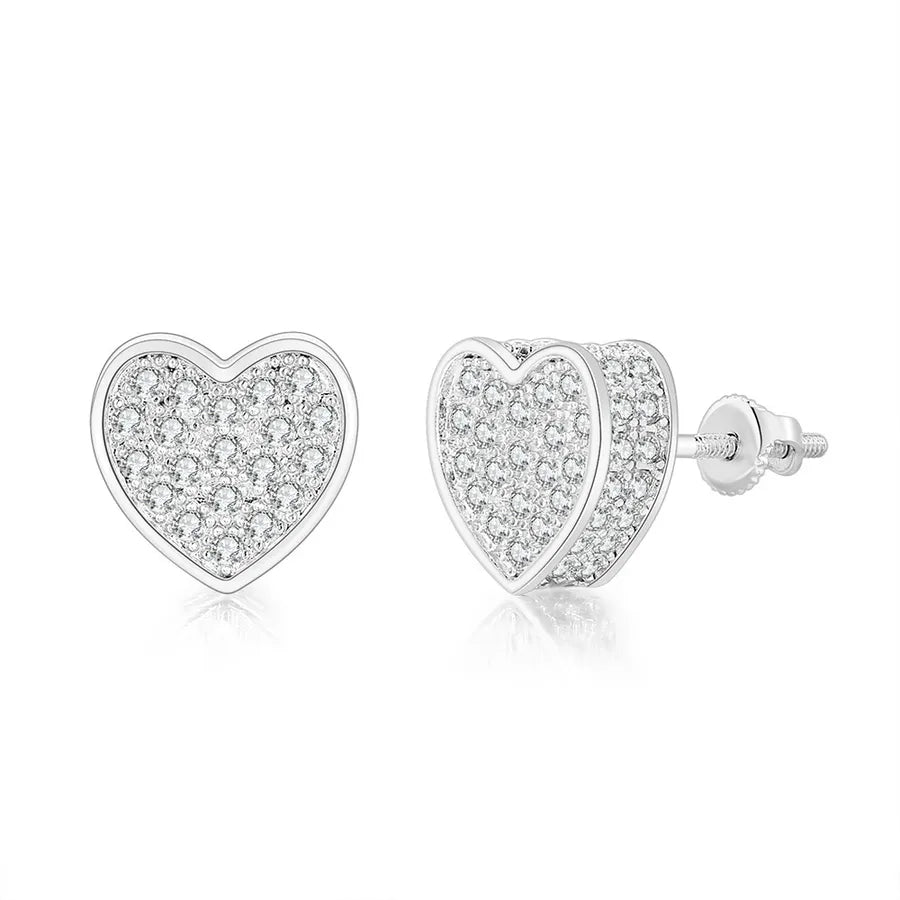 1 Pair Hip-Hop Round Square Heart Shape Plating Inlay Copper Zircon White Gold Plated Gold Plated Ear Studs