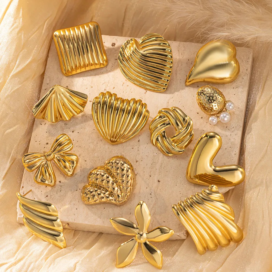 1 Pair Elegant Modern Style Geometric Plating Titanium Steel Ear Studs