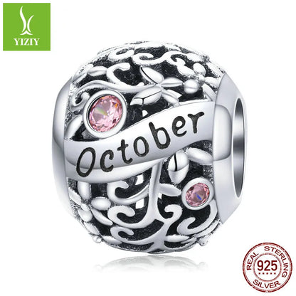 1 Piece 925 Sterling Silver Birthstone Solid Color Jewelry Accessories