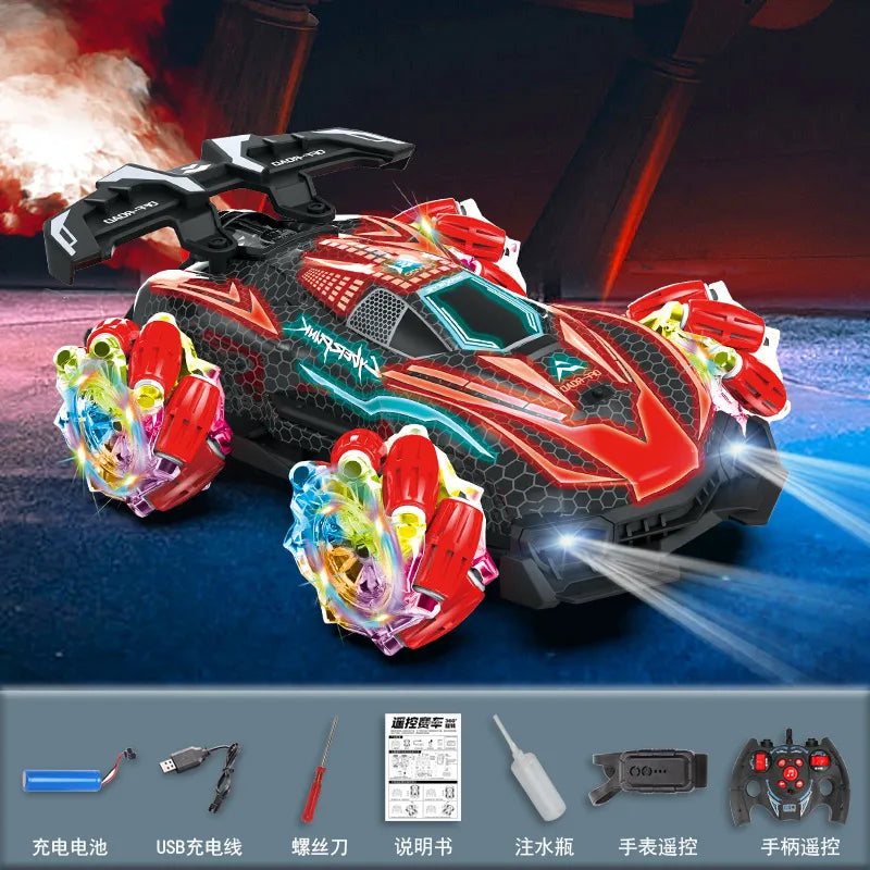 New spray stunt racing car remote control car cool side light stall four-drive high-speed drift boy gift