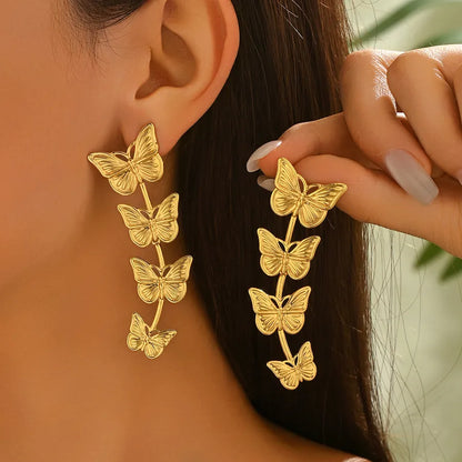 1 Pair Sweet Classic Style Streetwear Butterfly Butterfly 304 Stainless Steel Imitation Gold  Drop Earrings