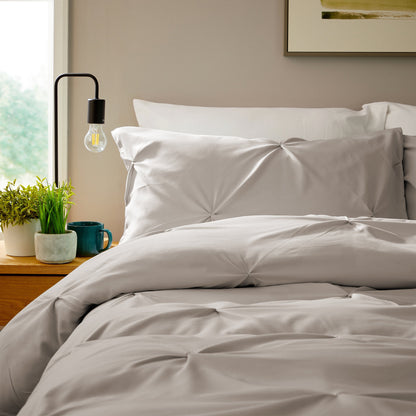 Pintuck Natural Microfibre Duvet Cover Set with Pillowcases Soft Breathable Easy Care Bedding Set Quilt Cover by OLIVIA ROCCO