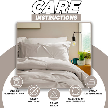 Pintuck Natural Microfibre Duvet Cover Set with Pillowcases Soft Breathable Easy Care Bedding Set Quilt Cover by OLIVIA ROCCO