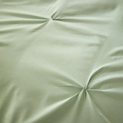 Pintuck Sage Green Microfibre Duvet Cover Set with Pillowcases Soft Breathable Easy Care Bedding Set Quilt Cover by OLIVIA ROCCO