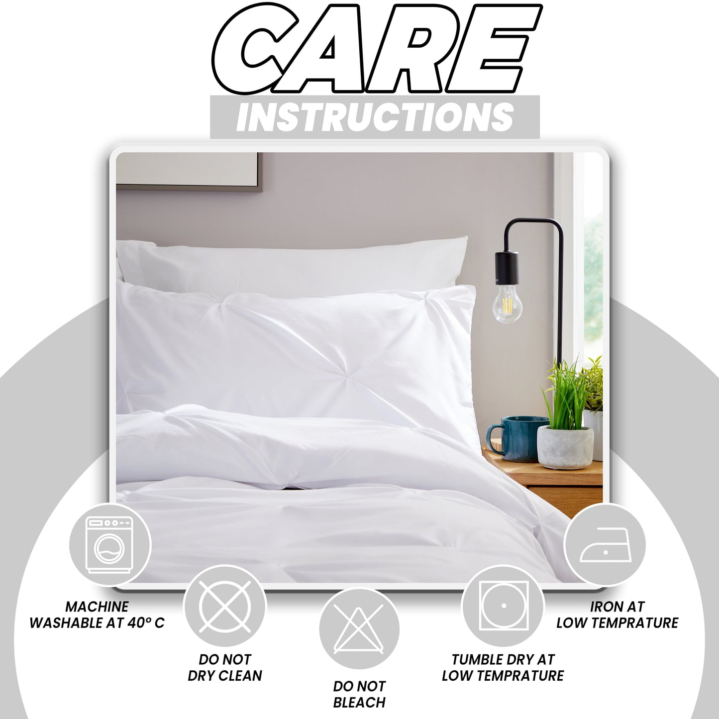 Pintuck White Microfibre Duvet Cover Set with Pillowcases Soft Breathable Easy Care Bedding Set Quilt Cover by OLIVIA ROCCO