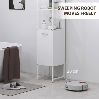HOMCOM Tall Bathroom Cabinet with Open Shelves and Adjustable Shelf - White