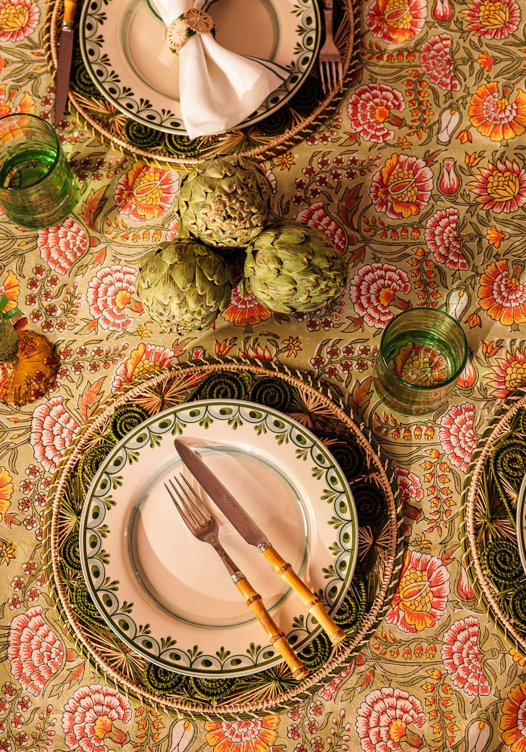 Atlántico Iraca Woven Placemats, Olive Green - Set of 4