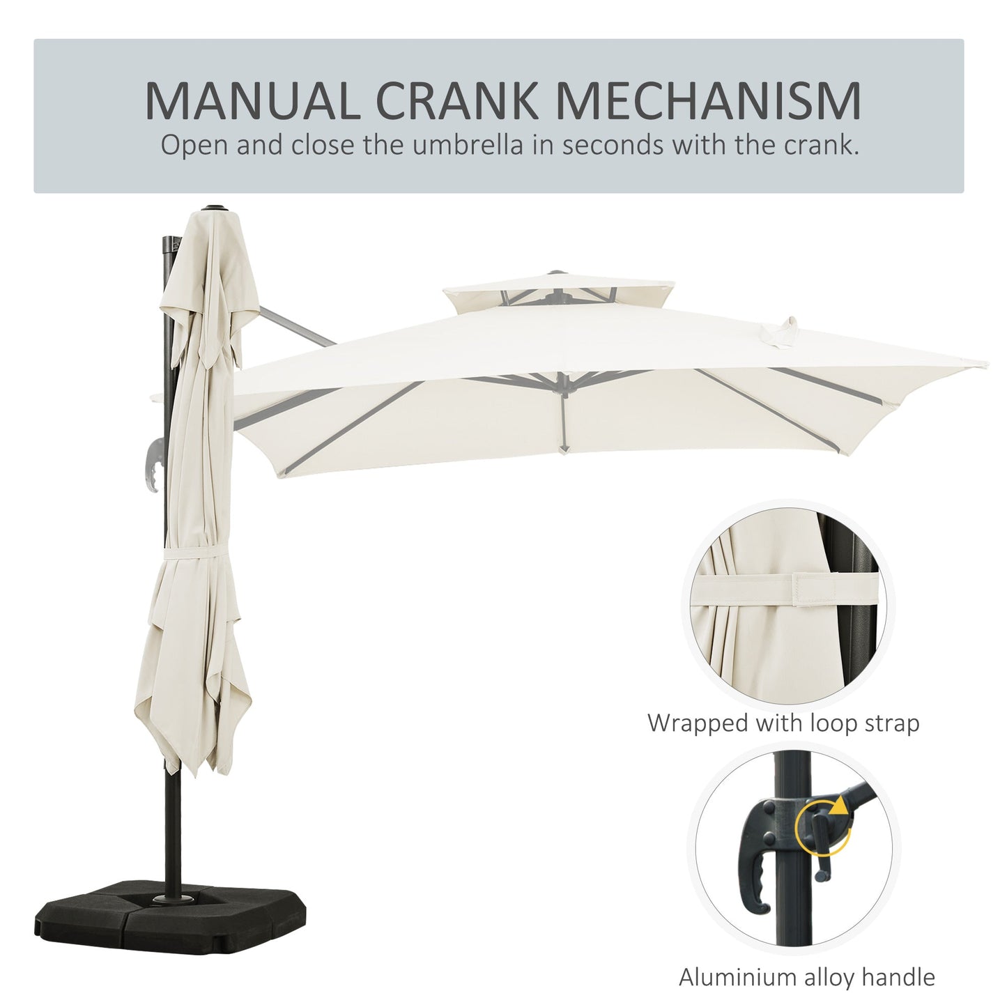 Outsunny Steel Frame Outdoor Roma Cantilever Umbrella