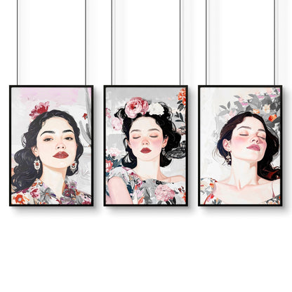 Print Sets Of 3 | Set of 3 Boho Women Wall art Prints