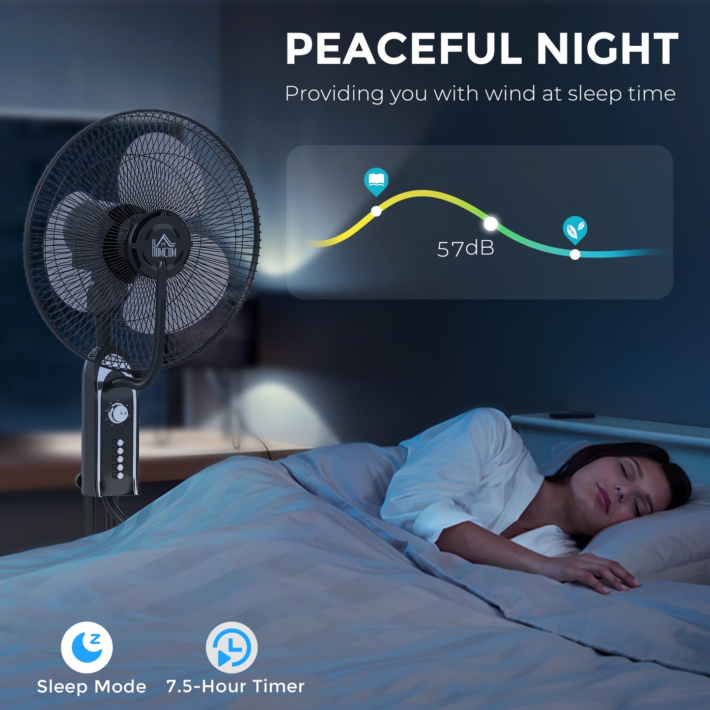 HOMCOM Pedestal Fan with Water Mist Spray, Spray Misting Fan with 70° Oscillation, Tilt Head, 4 Speeds, 3 Modes, Adjustable Mist, 3.2L Water Tank, for Home, 120 cm