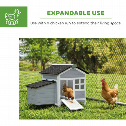 PawHut Wooden Chicken Coop with Pull-Out Tray Nesting Box for 1-2 Chickens