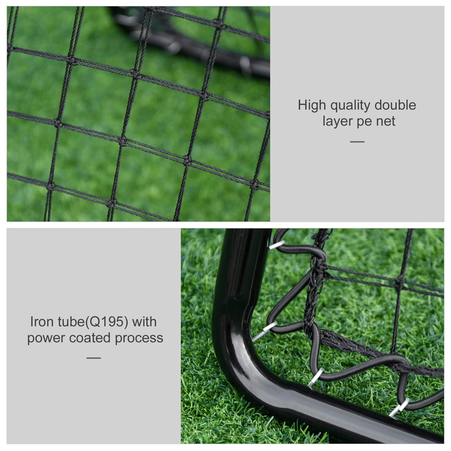 HOMCOM Angle Adjustable Double Sided Rebounder Net Training Aid Target Soccer Goal Kickback For Football, Baseball, Basketball - 75L x 75W cm