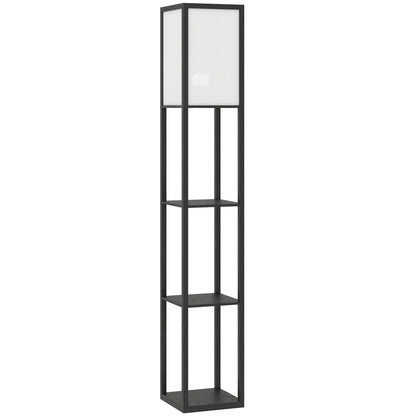 HOMCOM Floor Lamp with Shelves, 3 Layer Column Modern Standing Lamp for Living Room, Bedroom, Office, Bulb not Included, Black