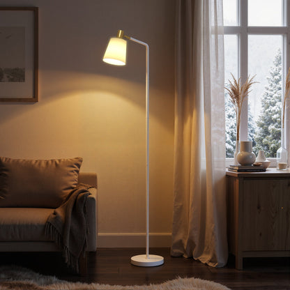 HOMCOM Modern Standing Lamp, Floor Lamp with 350° Rotatable Head for Living Room, White