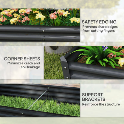 Outsunny 180 x 90cm Galvanised Steel Open Planter - 84H-211V00CG