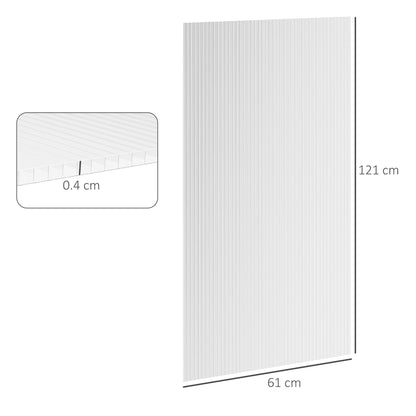 Outsunny 14 Pieces Polycarbonate Sheets, 121 x 61 x 0.4cm Twin-Wall Plastic Roofing Sheets, 10m\'c2\'b2 Replacement Greenhouse Panels, Waterproof and UV Protection, Clear