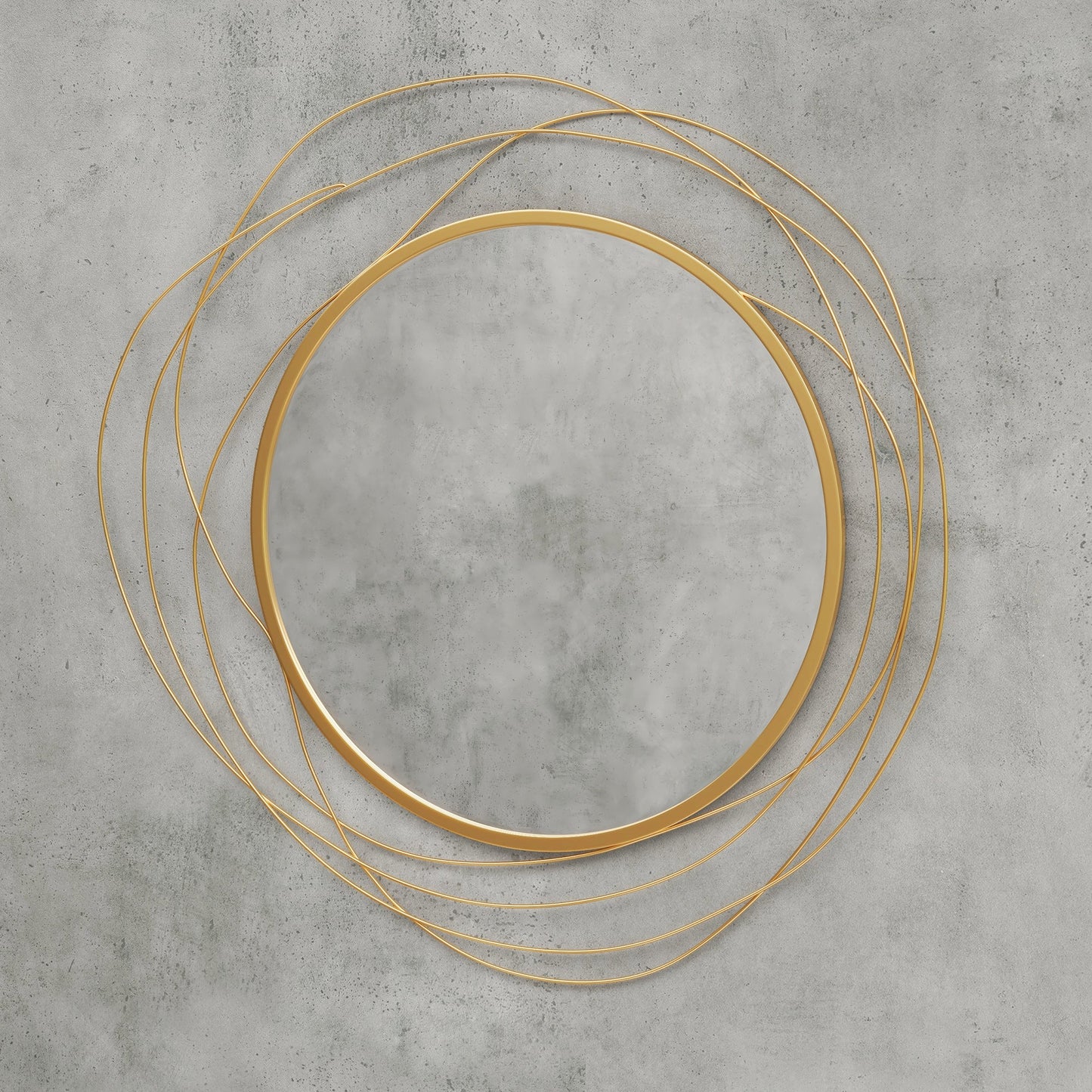 HOMCOM Abstract Metal Wire Wall Mirror, with Accessories - Gold Tone
