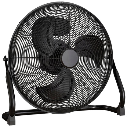 HOMCOM Metal Floor Fan with Tilting, High Velocity, 3 Speed, Portable Gym Fan for Home Office, Black