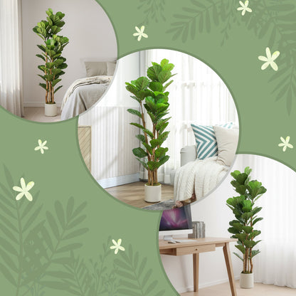 HOMCOM 150cm Artificial Fiddle Leaf Fig Tree - Green