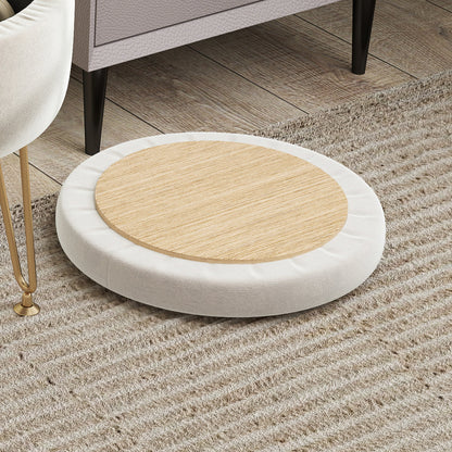 HOMCOM 5L Velvet-Feel Storage Ottoman - Cream White