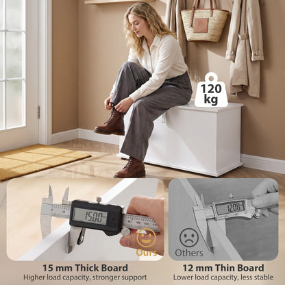 HOMCOM Storage Chest, 102L Blanket Box, Shoe Bench with Safety Hinged Lid, Bed End Bench for Bedroom, 80 x 40 x 45cm, White