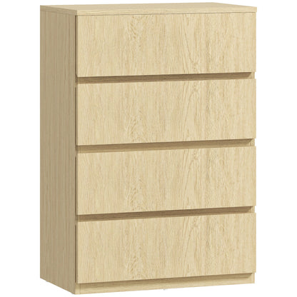 HOMCOM Chest of Drawers, 4-Drawer Storage Cabinets, Modern Dresser, Storage Drawer Unit for Bedroom
