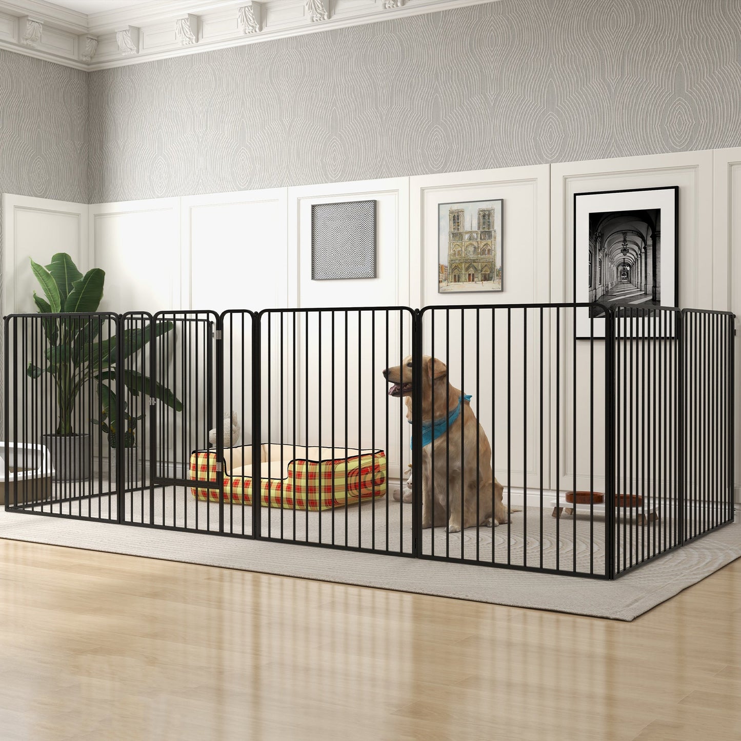 PawHut 100cm 8 Panels Heavy Duty Dog Pen, Pet Playpen for Indoors, Outdoors, Small, Medium, Large Dogs