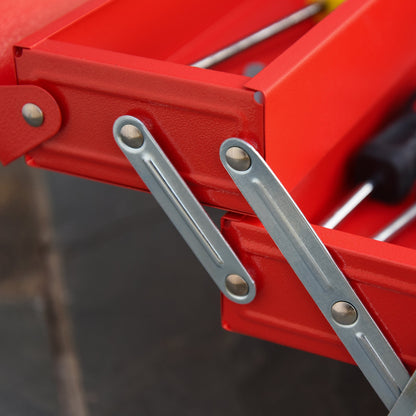 DURHAND Metal Tool Box 3 Tier 5 Tray Professional Portable Storage Cabinet Workshop Cantilever Toolbox with Carry Handle, 45cmx20cmx34.5cm, Red