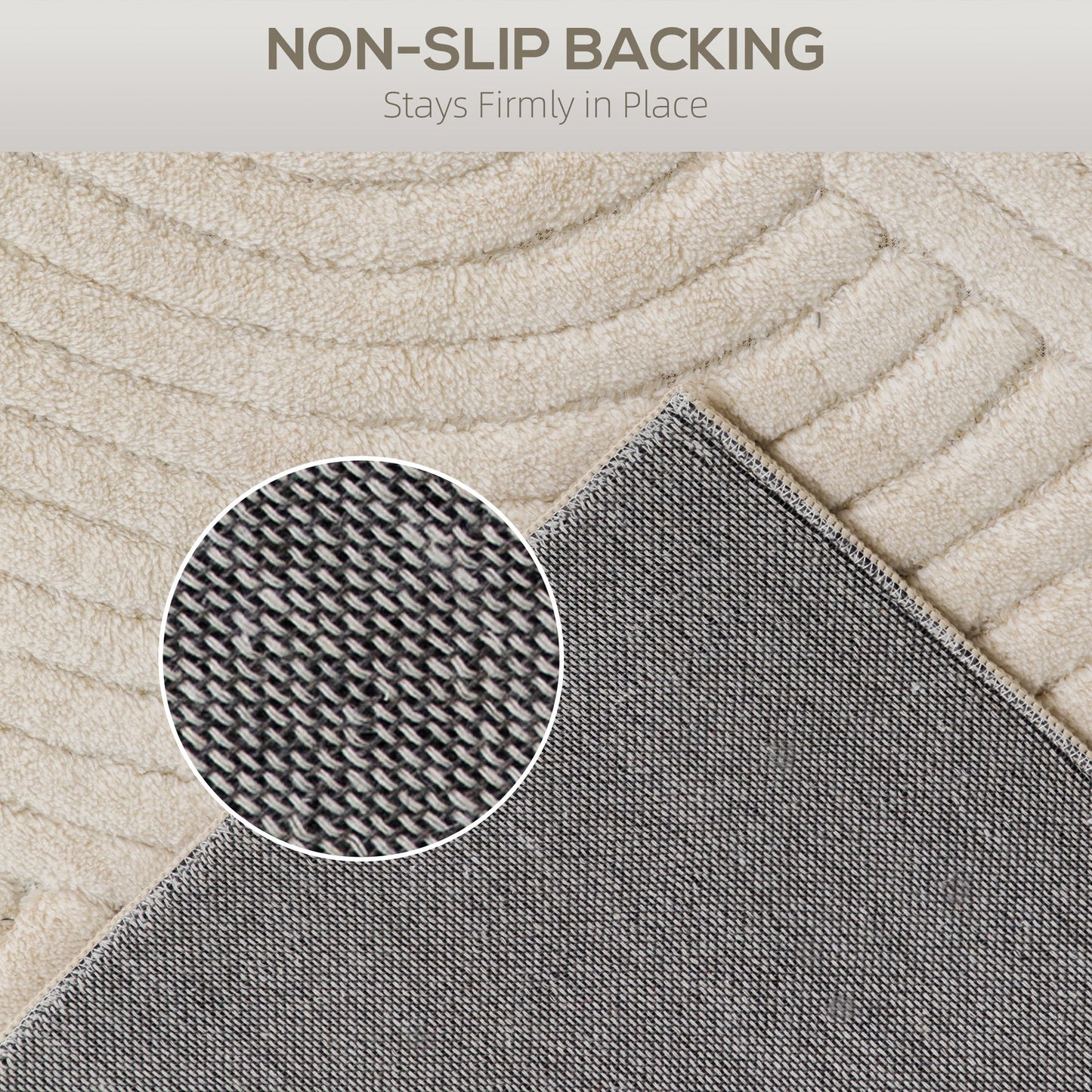 HOMCOM Modern Geometric Rug, Thick Plush, Non-Slip, 160 x 120 cm – Cream, Living Room/Bedroom/Office