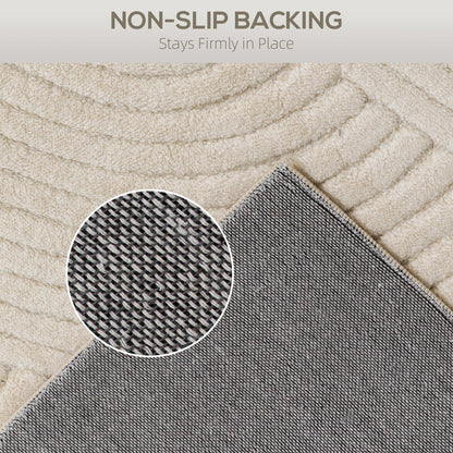 HOMCOM Modern Geometric Rug, Thick Plush, Non-Slip, 160 x 120 cm – Cream, Living Room/Bedroom/Office