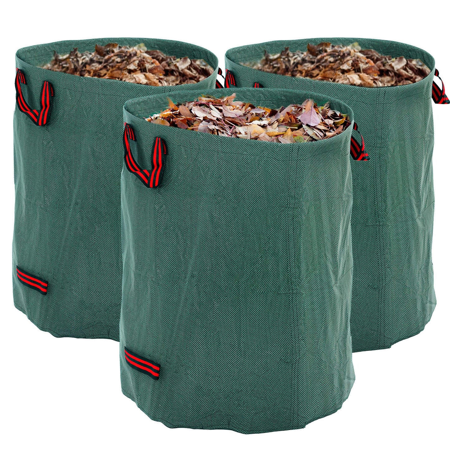 Outsunny Garden Waste Bags, 300L x 3 Heavy Duty Garden Bags, Foldable and Reusable Garden Sacks with Handles for Collecting Garden Waste, Plant Waste Grass and Leaves, Green