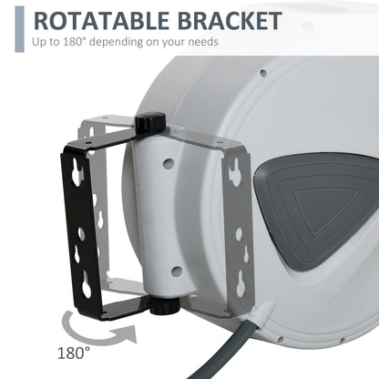 DURHAND Retractable Air Hose Reel 15m+ 140cm Hose Diameter 3/ 8" 9.5mm, Hose Connector 1/ 4" BSP, Wall Mount Auto Rewind Hose- Reel