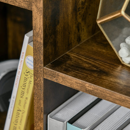 HOMCOM Seven-Cube Bookcase - Rustic Brown Wood Effect