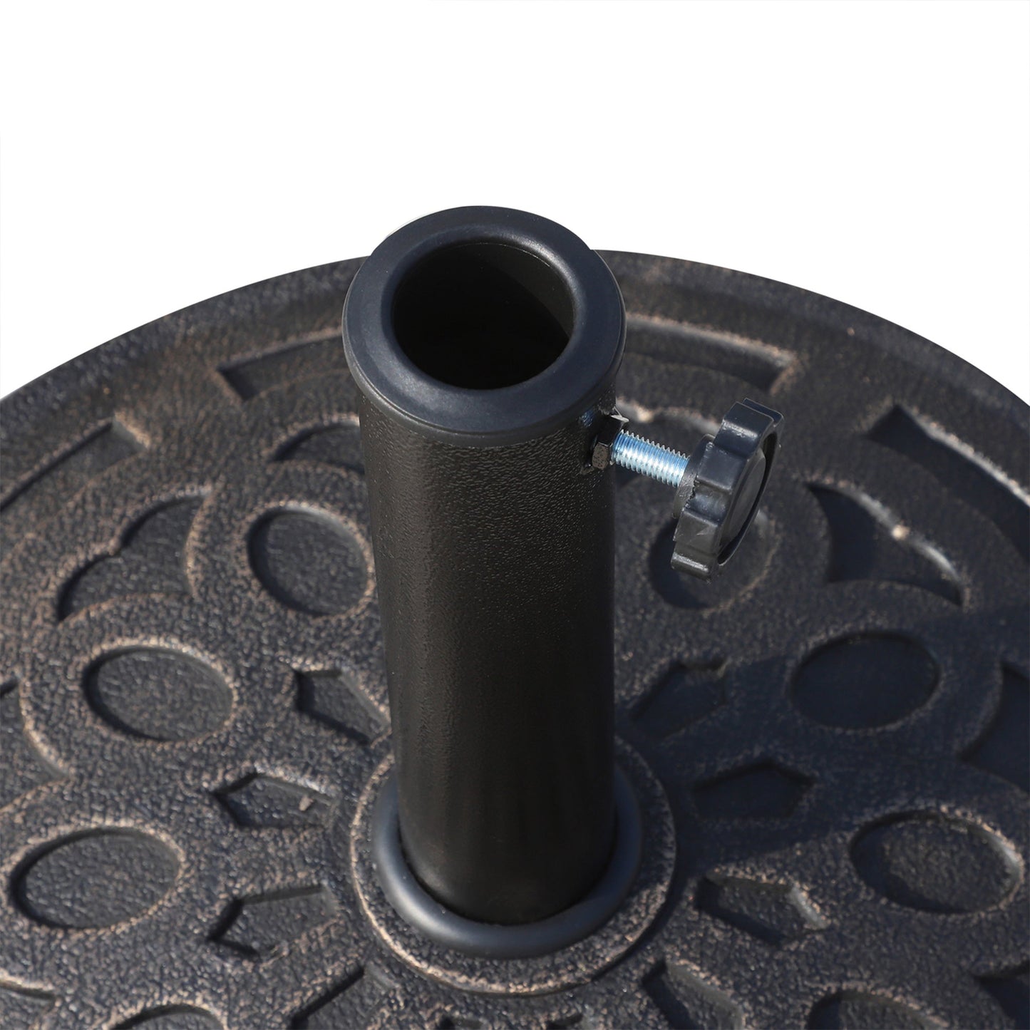 Outsunny 14kg Round Garden Parasol Base Holder Decorative Resin Market Umbrella Stand with Adjustable Coupler, Bronze