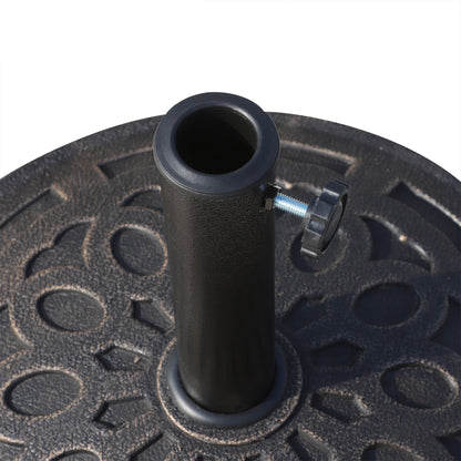 Outsunny 14kg Round Garden Parasol Base Holder Decorative Resin Market Umbrella Stand with Adjustable Coupler, Bronze