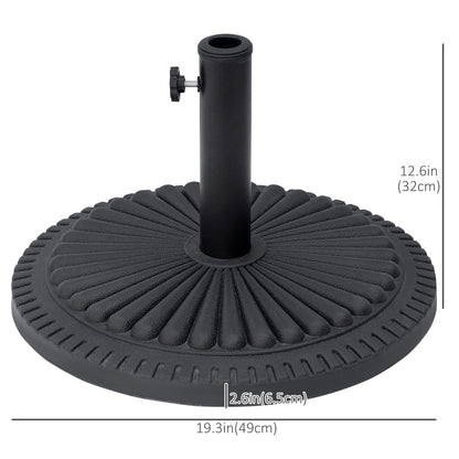 Outsunny 14kg Round Cement Parasol Base Umbrella Weight Stand Holder Fits Φ35mm,Φ38mm,Φ48mm Pole for Patio Outdoor Garden - Black