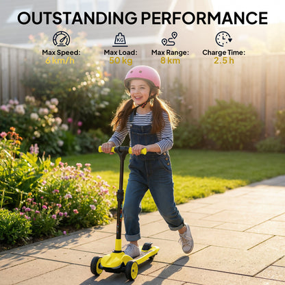 AIYAPLAY Three-Wheel Foldable Electric Scooter for Kids Aged 6-10 Years, Yellow