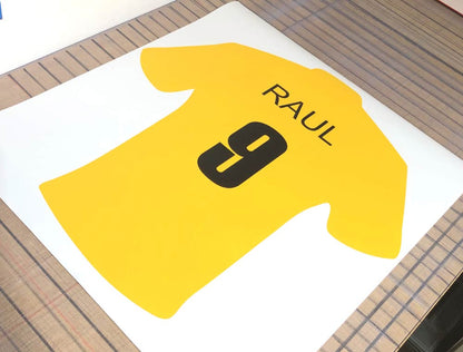 Personalised Football Shirt Wall Sticker – Custom Name & Number Kids Wall Decor