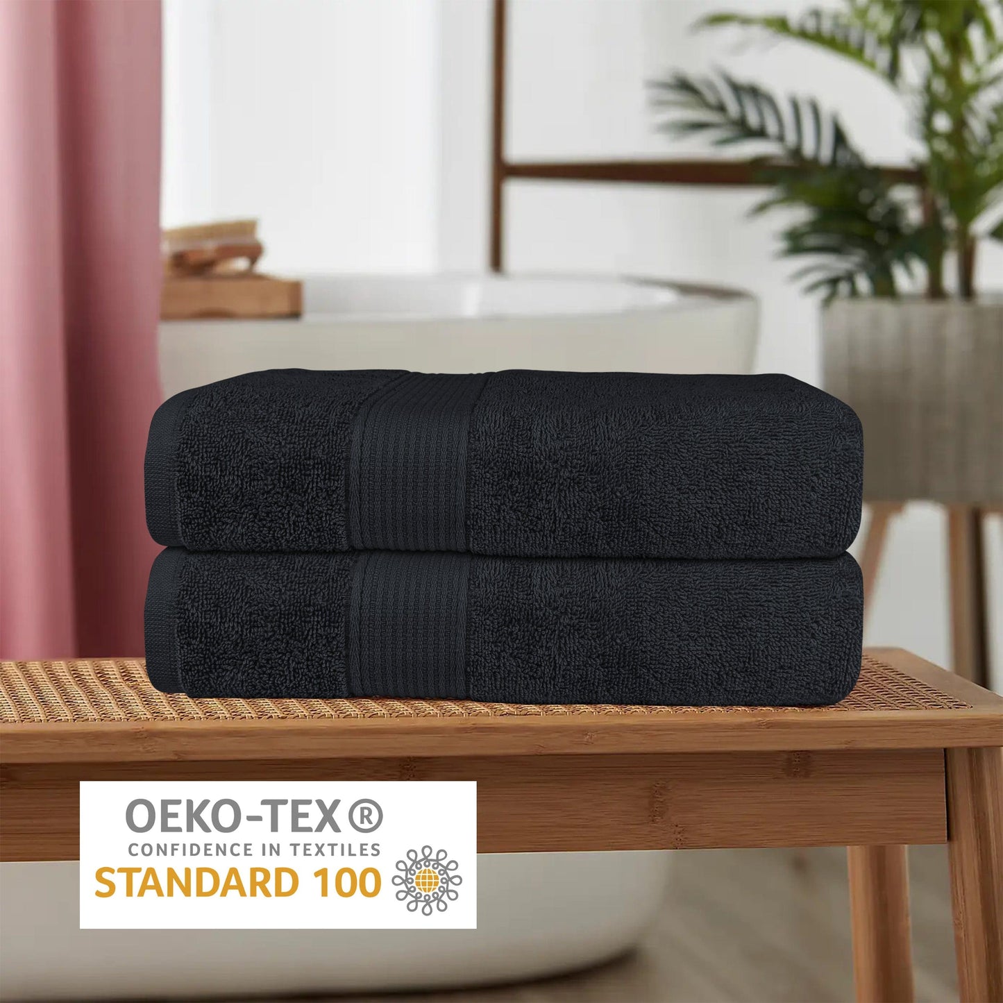 Rhodes Towel Black 100% Cotton Hotel Quality Soft Super Absorbent Hand Bath Towels, Sheets & Face Cloths by OLIVIA ROCCO