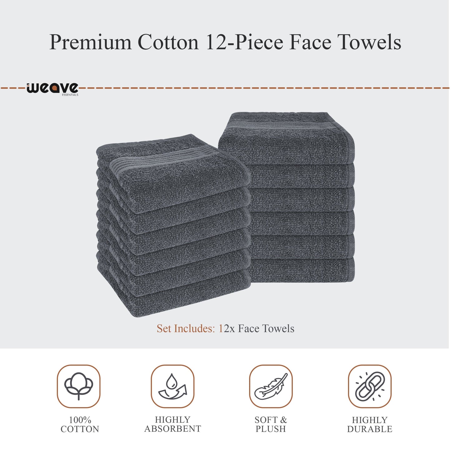 Rhodes Towel Grey 100% Cotton Hotel Quality Soft Super Absorbent Hand Bath Towels, Sheets & Face Cloths by OLIVIA ROCCO