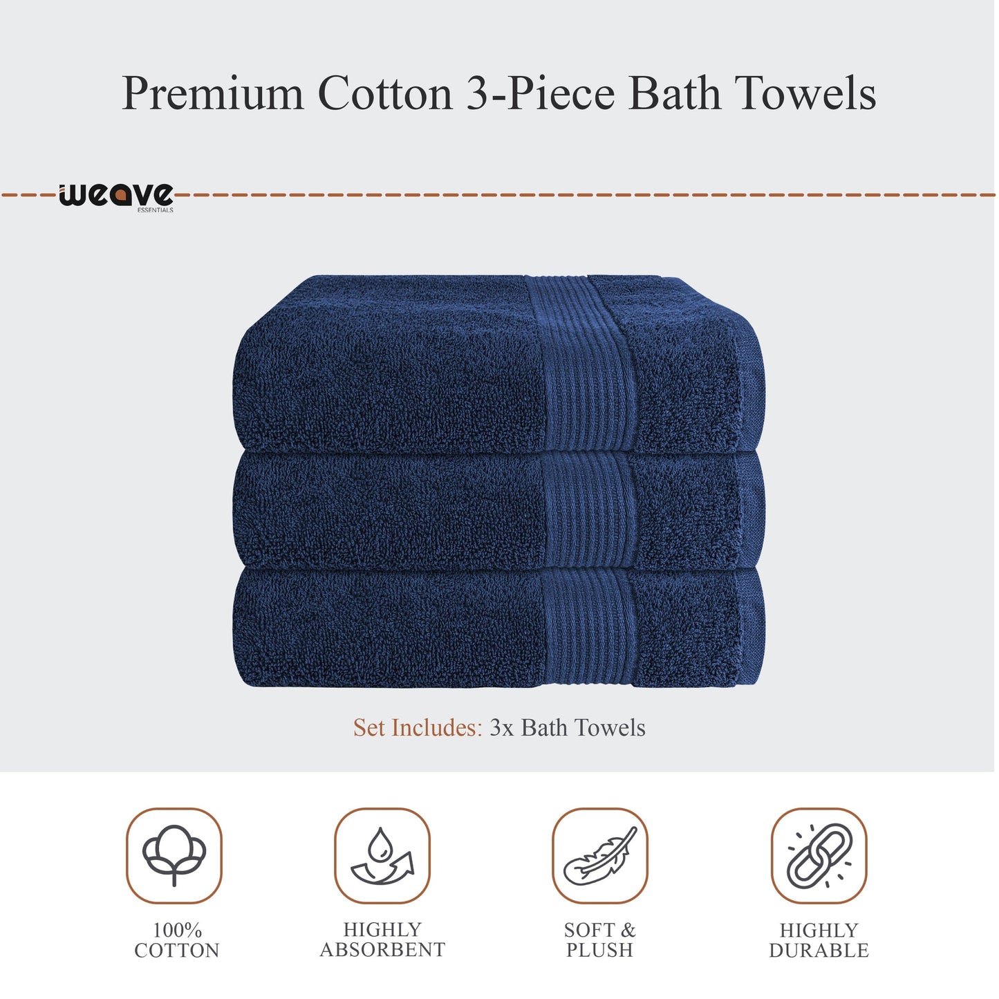 Rhodes Towel Royal Blue 100% Cotton Hotel Quality Soft Super Absorbent Hand Bath Towels, Sheets & Face Cloths by OLIVIA ROCCO